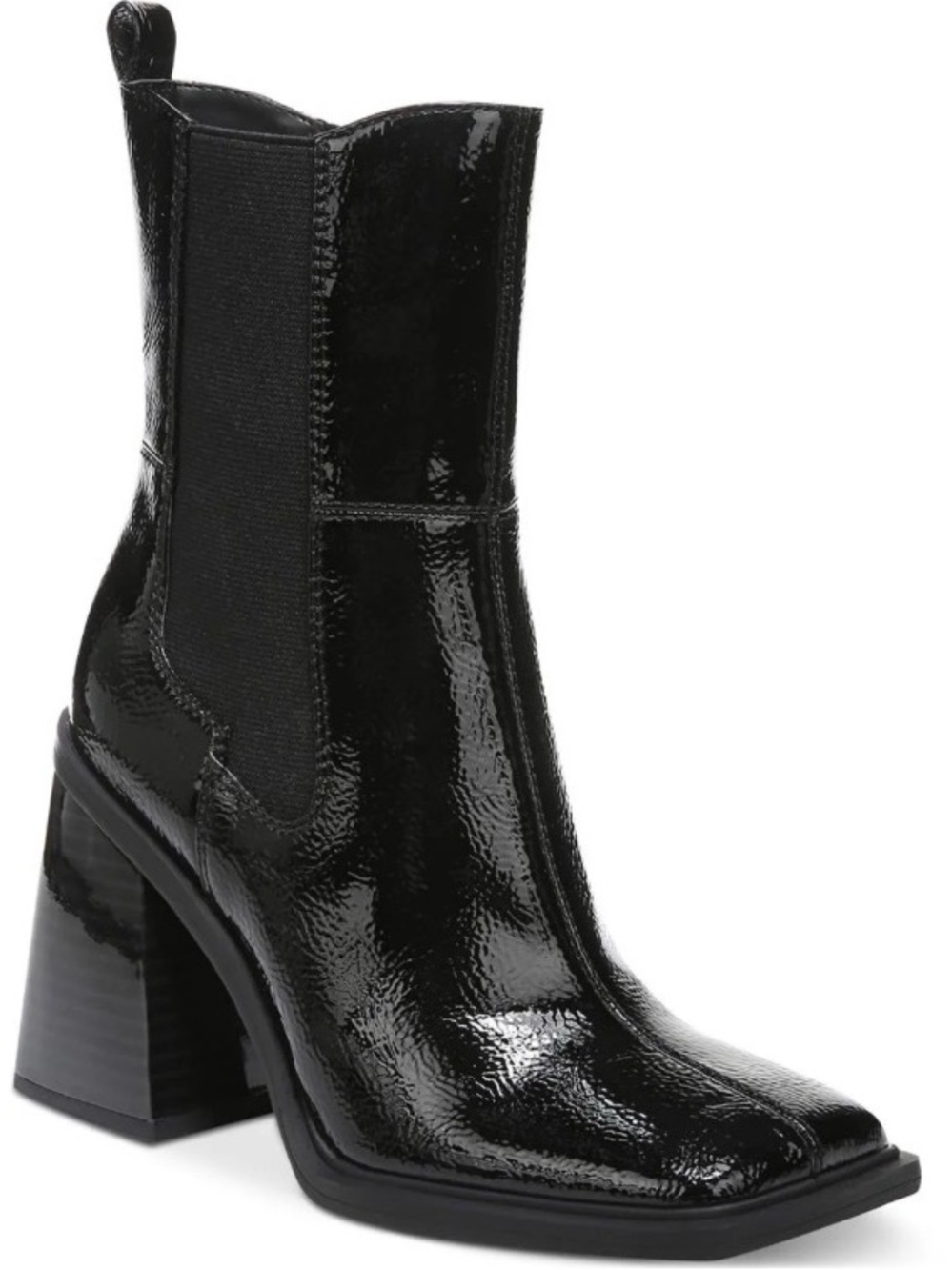 Sam Edelman Lauren  patent square toe Chelsea boots w chunky block heel size 6